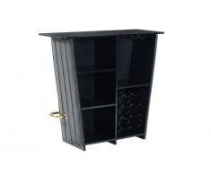 Meuble de bar VELVETO - MDF et tissu effet velours - Gris