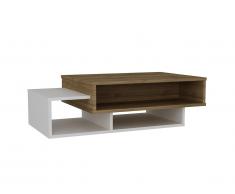 Table basse - 3 niches - Blanc et Naturel - MIMONI