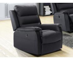 Fauteuil relax électrique en croûte de cuir TRIVENTO - Noir