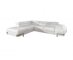Canapé d'angle convertible en simili avec coffre de rangement DAMIEN - Blanc - Angle gauche