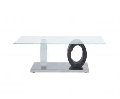 Table basse AYANE - Verre trempé et MDF - Gris & Blanc
