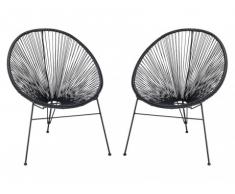 Lot de 2 chaises de jardin ALIOS II en fils de résine tressés - noir
