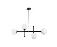 Suspension en métal à hauteur réglable LEGEND - 4 globes - L. 108 x H. 67/82 cm - Noir et blanc