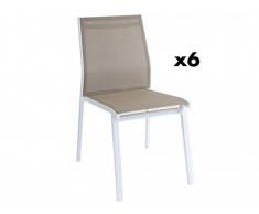 Lot de 6 chaises de jardin empilables PALAOS en aluminium et textilène - Taupe