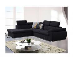 Canapé d'angle convertible en tissu avec coffre de rangement FABIEN - Noir - Angle gauche