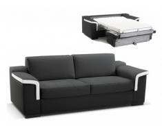 Canapé 3 places convertible express cuir luxe HIPPIAS II - Bicolore Noir et blanc
