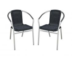 Lot de 2 chaises de jardin en aluminium et résine tressée noire FIZZ