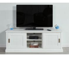 Meuble TV GUERANDE - 2 portes & 2 niches - Pin blanc