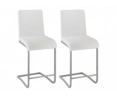 Lot de 2 tabourets AUBIN - Simili - Blanc