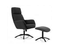 Fauteuil inclinable en lin avec repose-pieds ARBORI - Gris anthracite