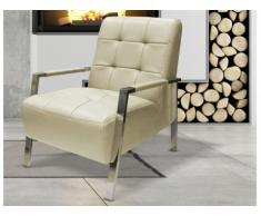Fauteuil capitonné en cuir de buffle BASILDON - Beige