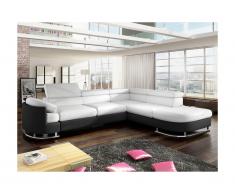 Canapé d'angle convertible en simili MYSEN - Blanc et noir - Angle droit