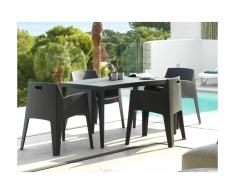 Salle à manger de jardin : Table + 4 chaises - Polypropylène - Anthracite - SOROCA