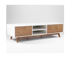 Meuble TV design ANNECY 174 cm chêne et blanc