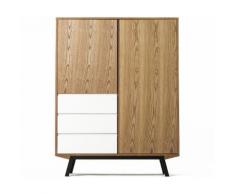 Buffet haut design scandinave ARTAT frêne et blanc 120cm x 154cm