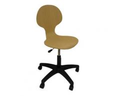 Chaise de bureau coque bois Sarah, Roulettes pour sol souple