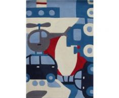 Tapis enfant Puzzle voyage bleu, 110 x 160 cm