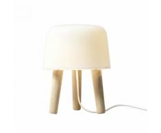 MILK - Lampe à poser Trépied Verre/Bois câble blanc H25cm - Lampe à poser & Tradition designé par Norm Architects