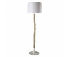 Lampadaire en bois et coton blanc H 184 cm ARCHIPEL