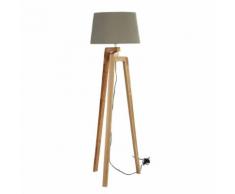 Lampadaire trépied en bois et coton H 150 cm NORDIC
