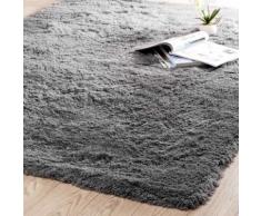 Tapis à poils longs en tissu gris 140 x 200 cm INUIT