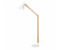 Lampadaire en bois et métal blanc H 175 cm VASSILI