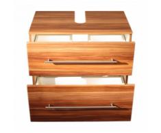Meuble sous vasque 70 cm avec roulette décor noyer