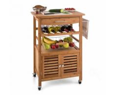 Louisiana Chariot de service cuisine Trolley 4 étages Bambou