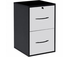 Classeur monobloc 2 tiroirs pour dossiers suspendus noir/blanc - MT International