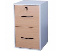 Classeur monobloc 2 tiroirs pour dossiers suspendus MT International Elégance 69 (H) x 42 (L) x 44 (P) cm Blanc imitation hêtre