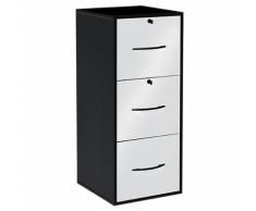 Classeur monobloc 3 tiroirs pour dossiers suspendus noir/blanc - MT International