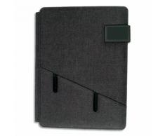 Conférencier en tissu Alba - avec bloc-notes, rangements - 28 x 36 x 3 cm - fermeture aimantée - gris