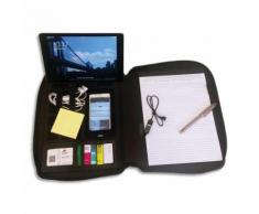 Conférencier en tissu Alba - avec bloc-notes, rangements - 25 x 34 x 1,5 cm - fermeture zip - gris