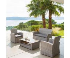 Salon Bora Bora Grège Jardin 4 places - Acier traité époxy, Résine tressée