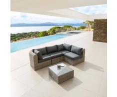 Salon d'angle de jardin Libertad Sépia 4 places - Aluminium traité époxy, Résine tressée