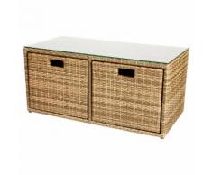 Table basse de jardin coffre rectangulaire Cuba Naturae 101 x 50 x 47 cm - Aluminium, Résine tressée
