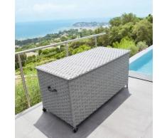 Coffre de rangement Bayana Blue Stone Jardin 166 x 76 x 79 cm - Acier traité époxy, Résine tressée