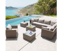 Salon Sur-Mesure Mokaccino Jardin 5 places - Aluminium traité époxy, Résine tressée