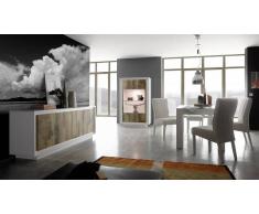 gdegdesign Salle à manger complète LED laqué blanc mat et bois clair - Brann