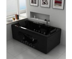 Distribain Baignoire balnéo noire rectangulaire Caïman Black 32 jets