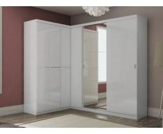 Armoire/dressing d'angle OLOF avec miroir - 6 portes - Blanc