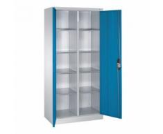 armoire portes battantes bleu,10 casiers, h1950xl930xp500mm,