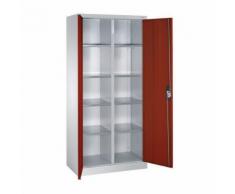 armoire portes battantes rouge,10 casiers, h1950xl930xp500mm,