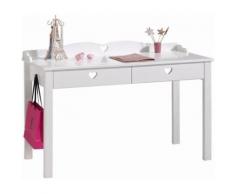 Bureau enfant 130 cm en pin massif et MDF coloris blanc