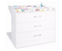 Commode à langer 100 cm à 3 tiroirs en bois massif coloris blanc