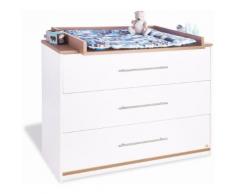 Commode à langer 115 cm à 3 tiroirs en bois massif coloris blanc