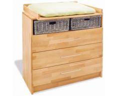 Commode à langer 100 cm à 3tiroirs en bois massif hêtre huilé