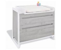Commode à langer 115 cm en MDF coloris blanc et gris