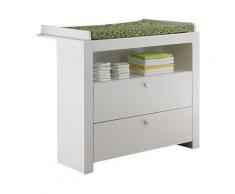 Commode à langer à 2 tiroirs coloris blanc sans rangements latéraux