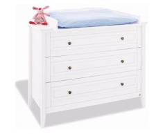 Commode à langer 115 cm à 3 tiroirs en bois massif coloris blanc